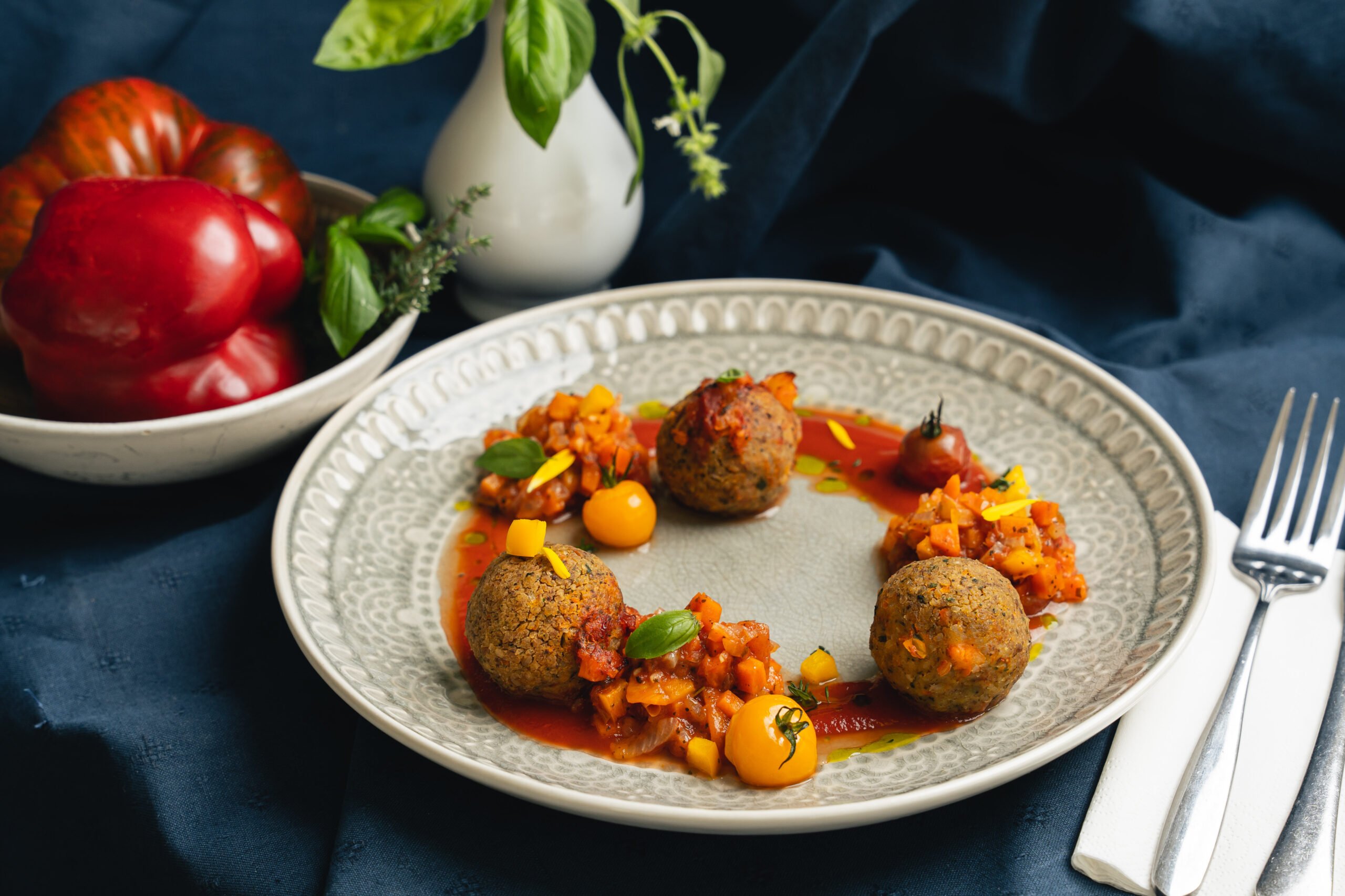 Buckwheat &amp; lentil dumplings on a bed of vegetables - Switch To Whole Grains